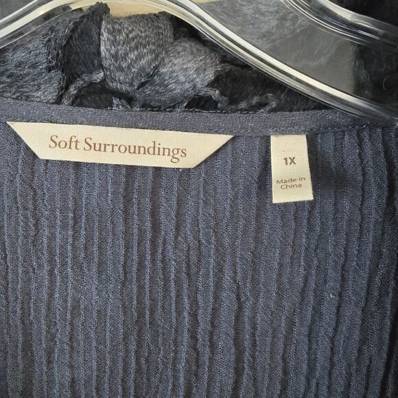 SOFT SURROUNDINGS  Women's AVA Tunic Top Blue Silk Blend Size 1X Bohemian - Picture 3 of 7